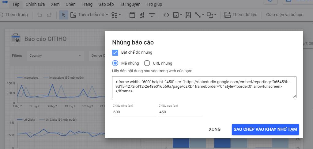Cách nhúng (Embed) Báo cáo Google Data Studio vào các bài đăng, trang web và mạng xã hội